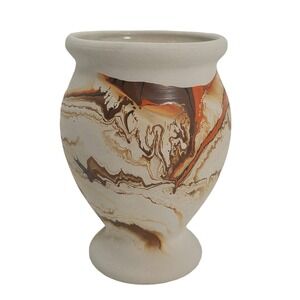 Vintage Nemadji Pottery Stoneware Earthenware Ceramic Swirl Southwestern Vase